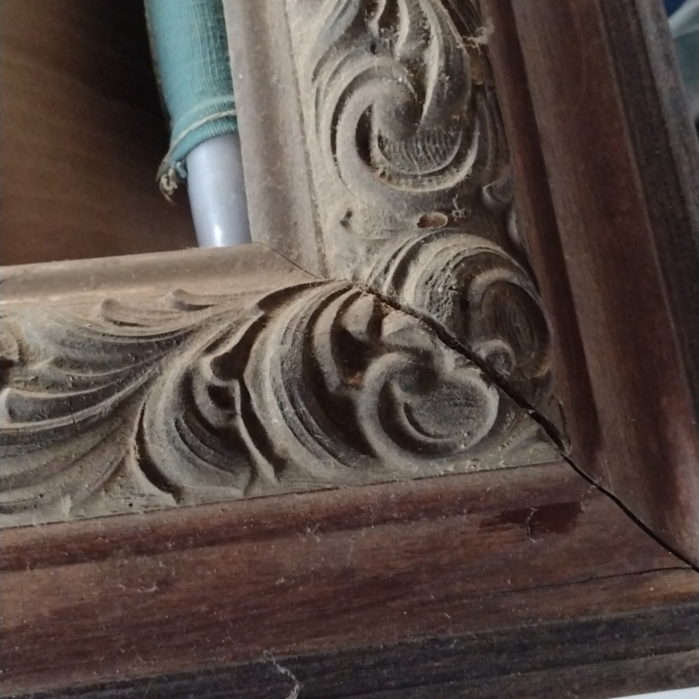 Antique Ornate Solid OakBrown Wooden Picture Frame - Picture 2 of 5